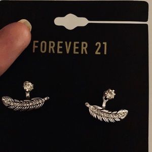 Forever 21 silver feather earring cuffs